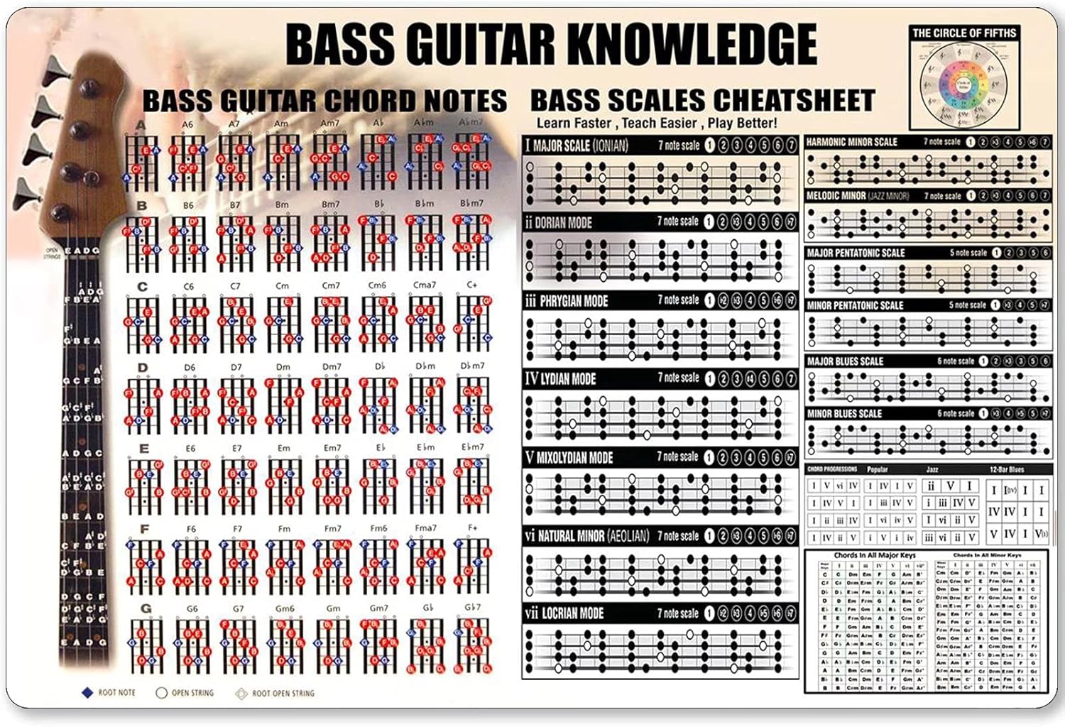 Musical Instrument Sign - Conoscenza della chitarra basso Targa in