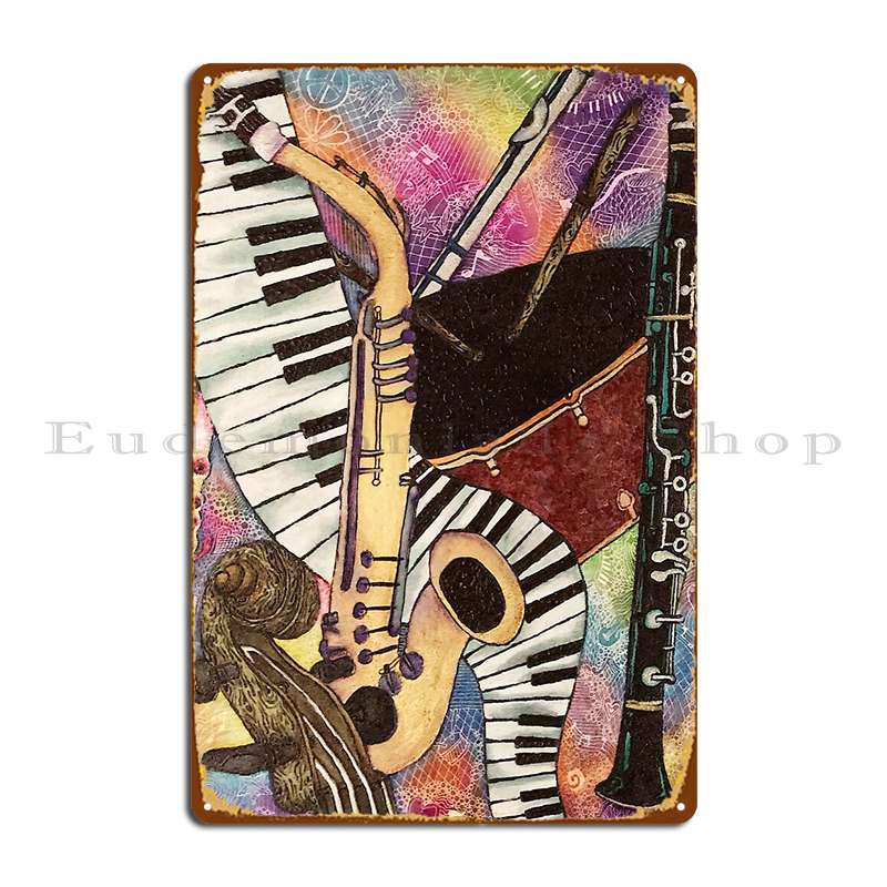 Musical Instrument Sign - Strumenti musicali Targa in metallo Poster